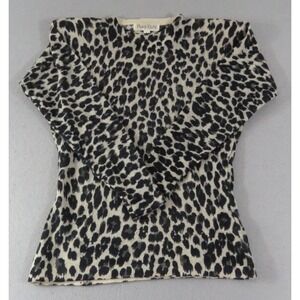 Vintage 80s Phase Eight 98% Lambswool Leopard Print Blouse Hong‎ Kong Women's Lg